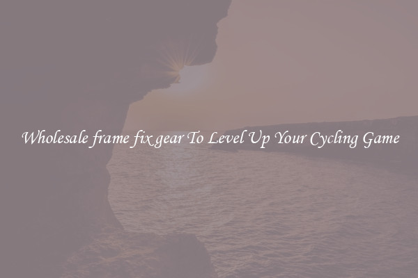 Wholesale frame fix gear To Level Up Your Cycling Game