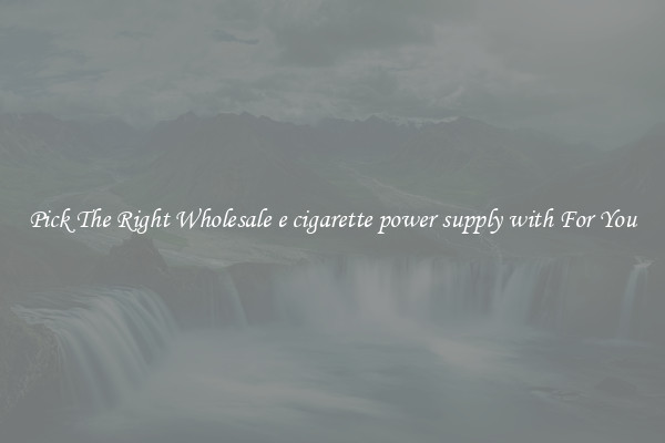 Pick The Right Wholesale e cigarette power supply with For You
