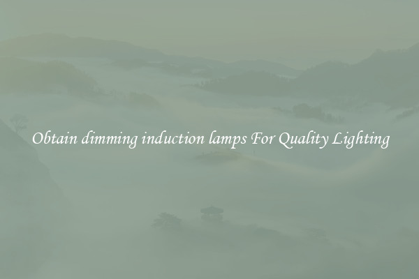 Obtain dimming induction lamps For Quality Lighting