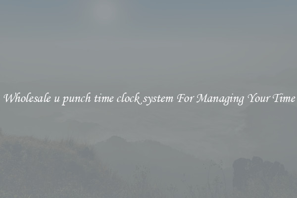 Wholesale u punch time clock system For Managing Your Time